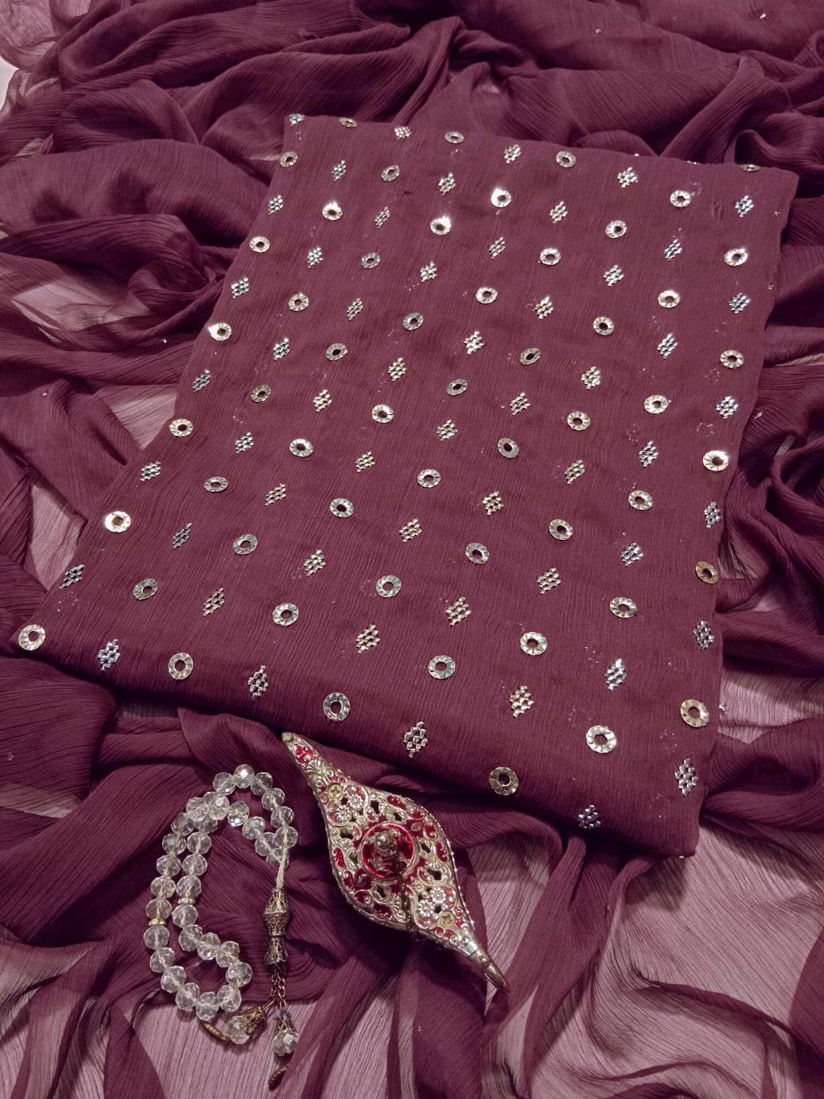 Bamber Chiffon Muqaish Kamdani 2PC Suit (Bahawalpuri Speciality)
