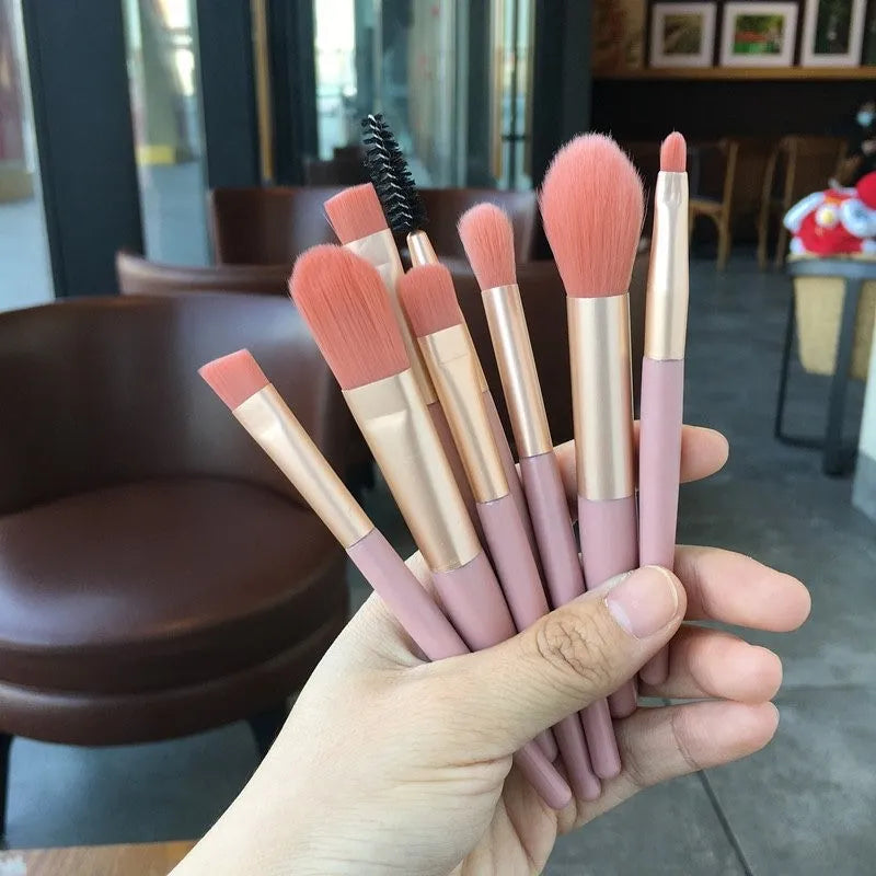 8 Pcs High Quality Mini Makeup Brush Set Cosmetics Professional Face Powder Soft Brushes Eye Shadow Foundation Powder Eyelash Lip Concealer Blush Makeup Brushes Set Kit