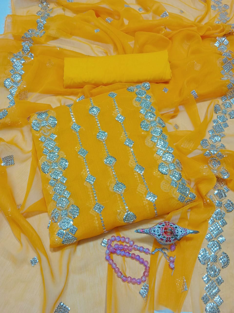 Chiffon 3D Glitter Sequence Work