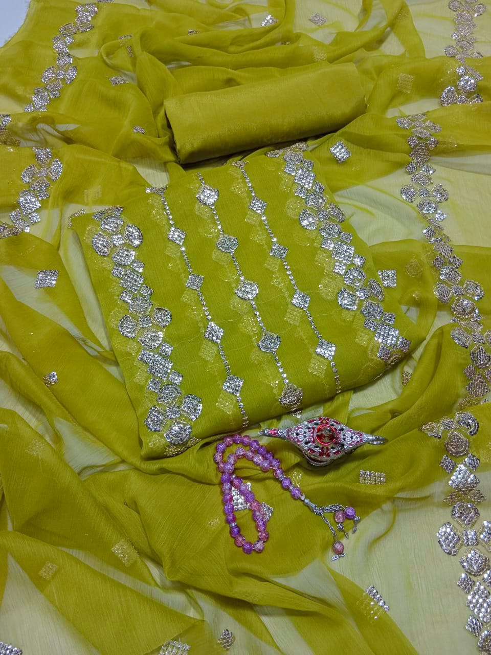 Chiffon 3D Glitter Sequence Work
