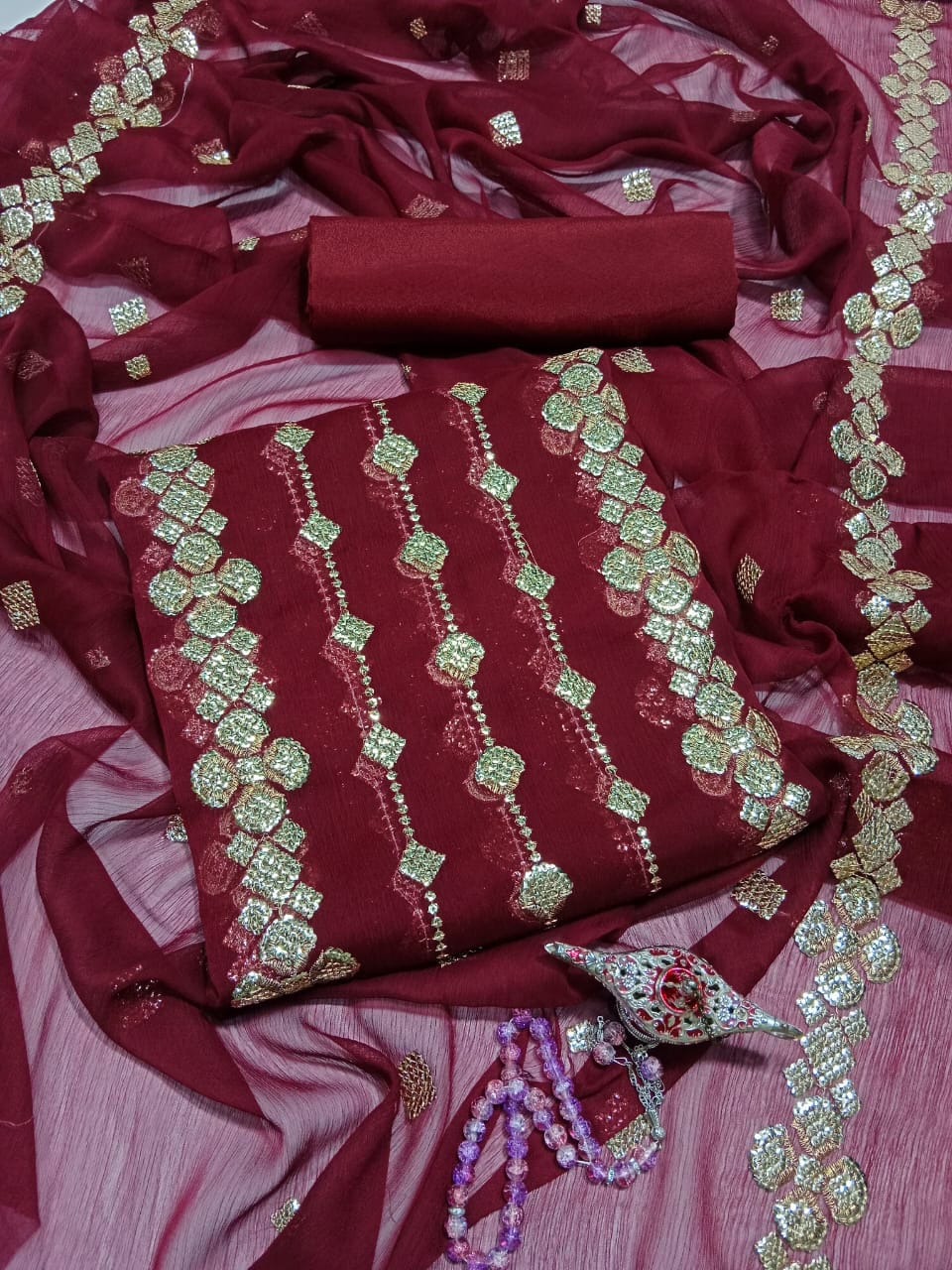 Chiffon 3D Glitter Sequence Work