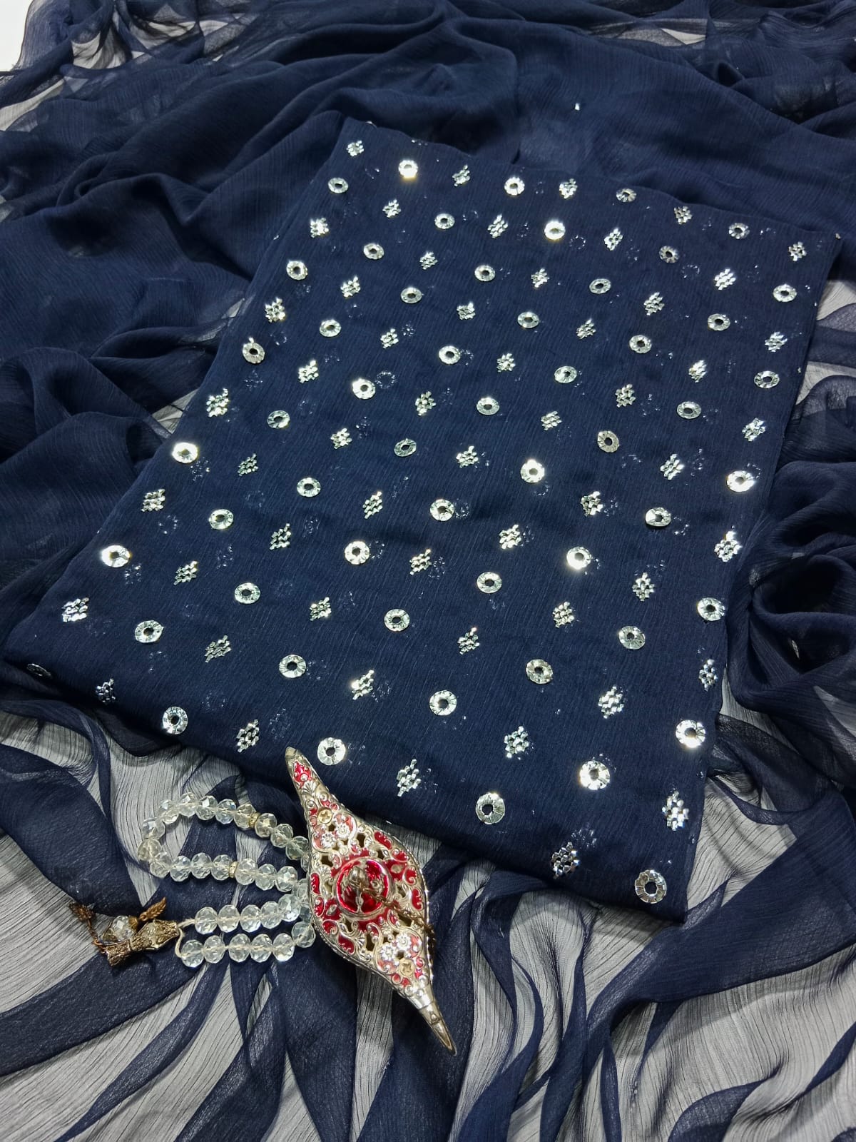 Bamber Chiffon Muqaish Kamdani 2PC Suit (Bahawalpuri Speciality)