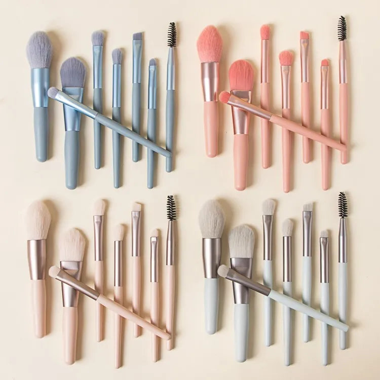 8 Pcs High Quality Mini Makeup Brush Set Cosmetics Professional Face Powder Soft Brushes Eye Shadow Foundation Powder Eyelash Lip Concealer Blush Makeup Brushes Set Kit