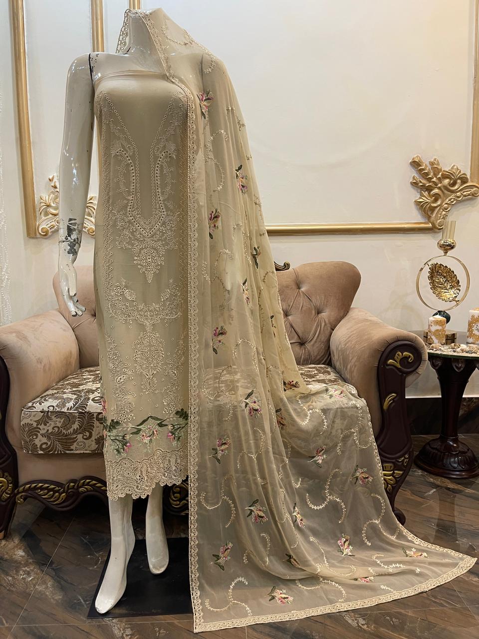 3pc Unstitch Collection (with chikankari embroidery work)