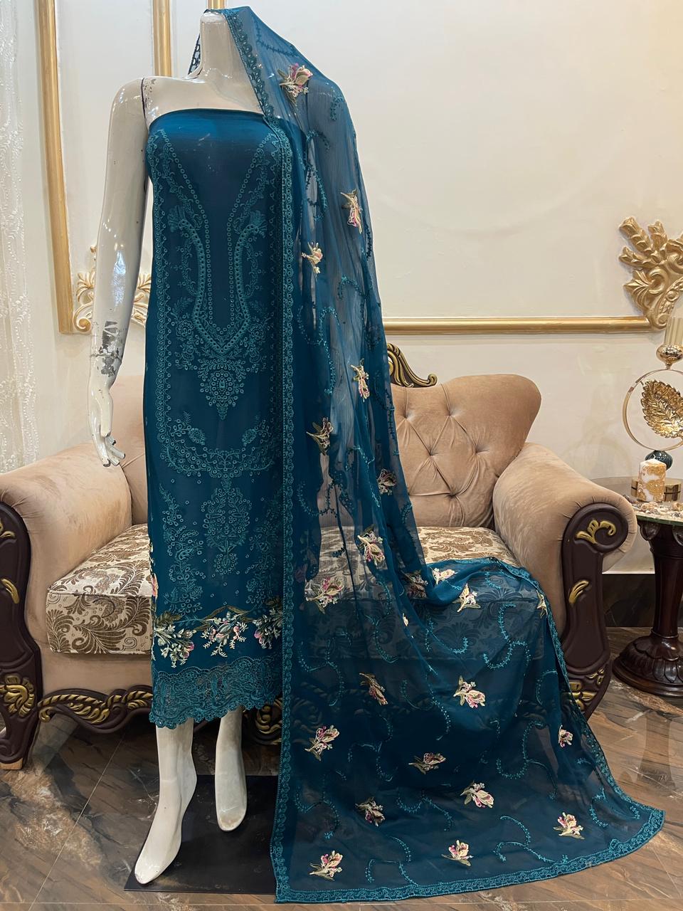3pc Unstitch Collection (with chikankari embroidery work)