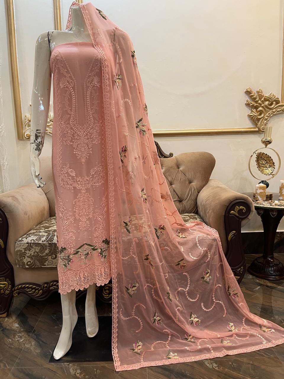 3pc Unstitch Collection (with chikankari embroidery work)