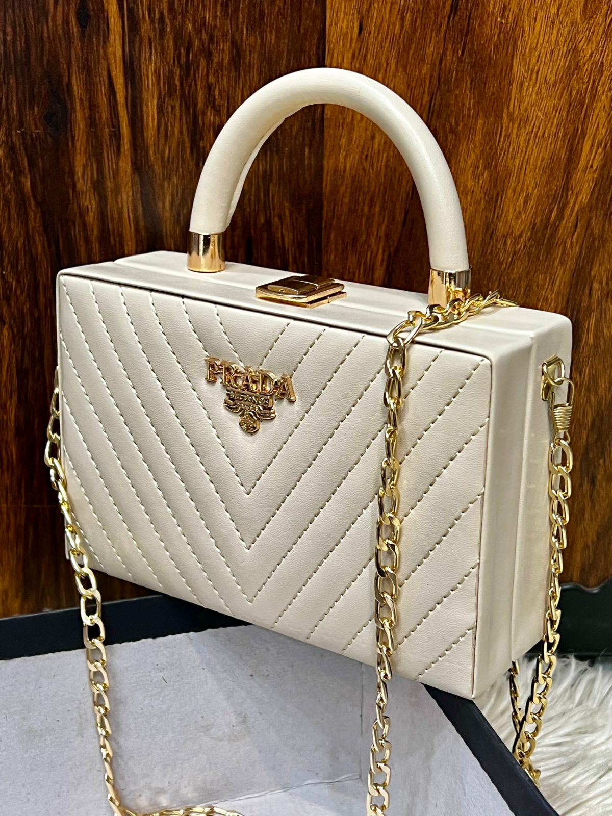 Prada  girls cute crossbody with long chain