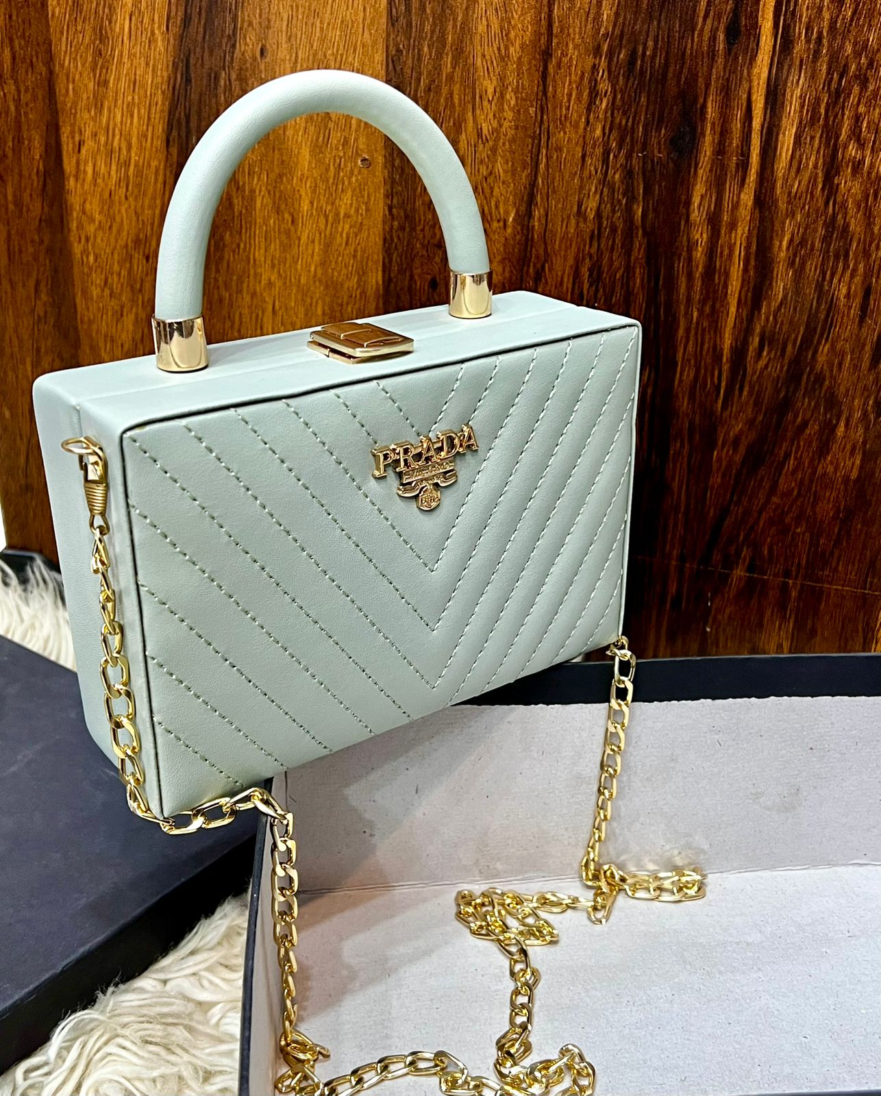 Prada  girls cute crossbody with long chain