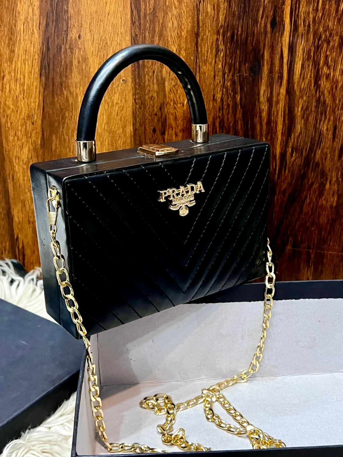 Prada  girls cute crossbody with long chain
