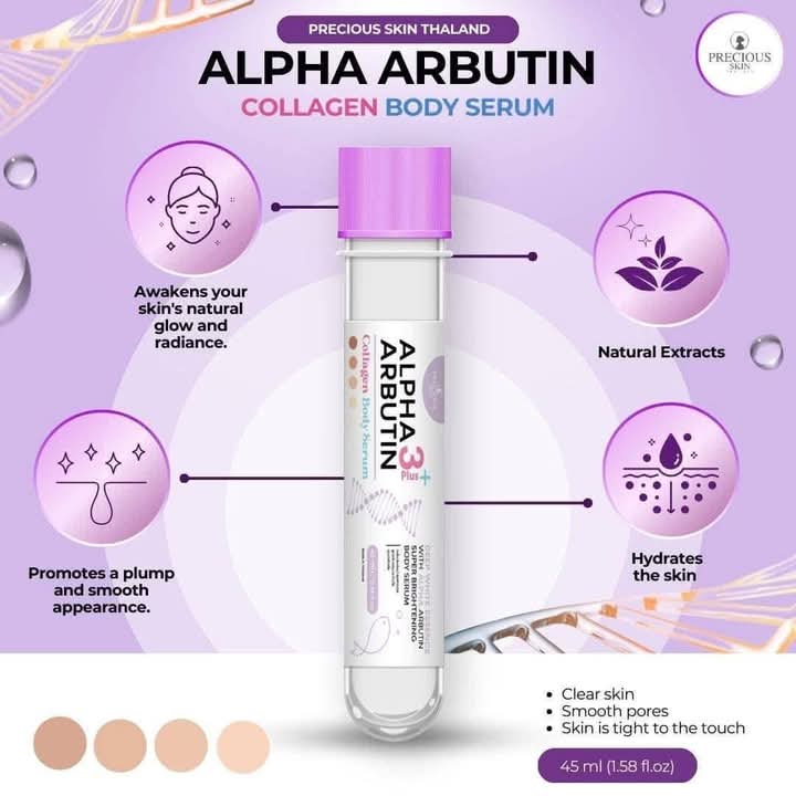 PRECIOUS SKIN  Alpha Arbutin 3+ collagen body serum , size 45 ml.