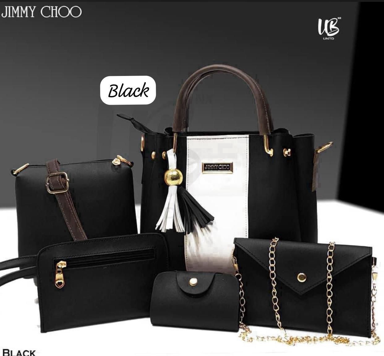 Jimmy Choo High Quality y Cynthetic Leather 5 Piece Set With Cloud Bag Long wallet Zipper Wallet And Mini wallet