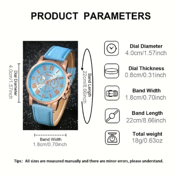 1pc Women's Fashion Quartz Watch + 5pcs Jewelry.