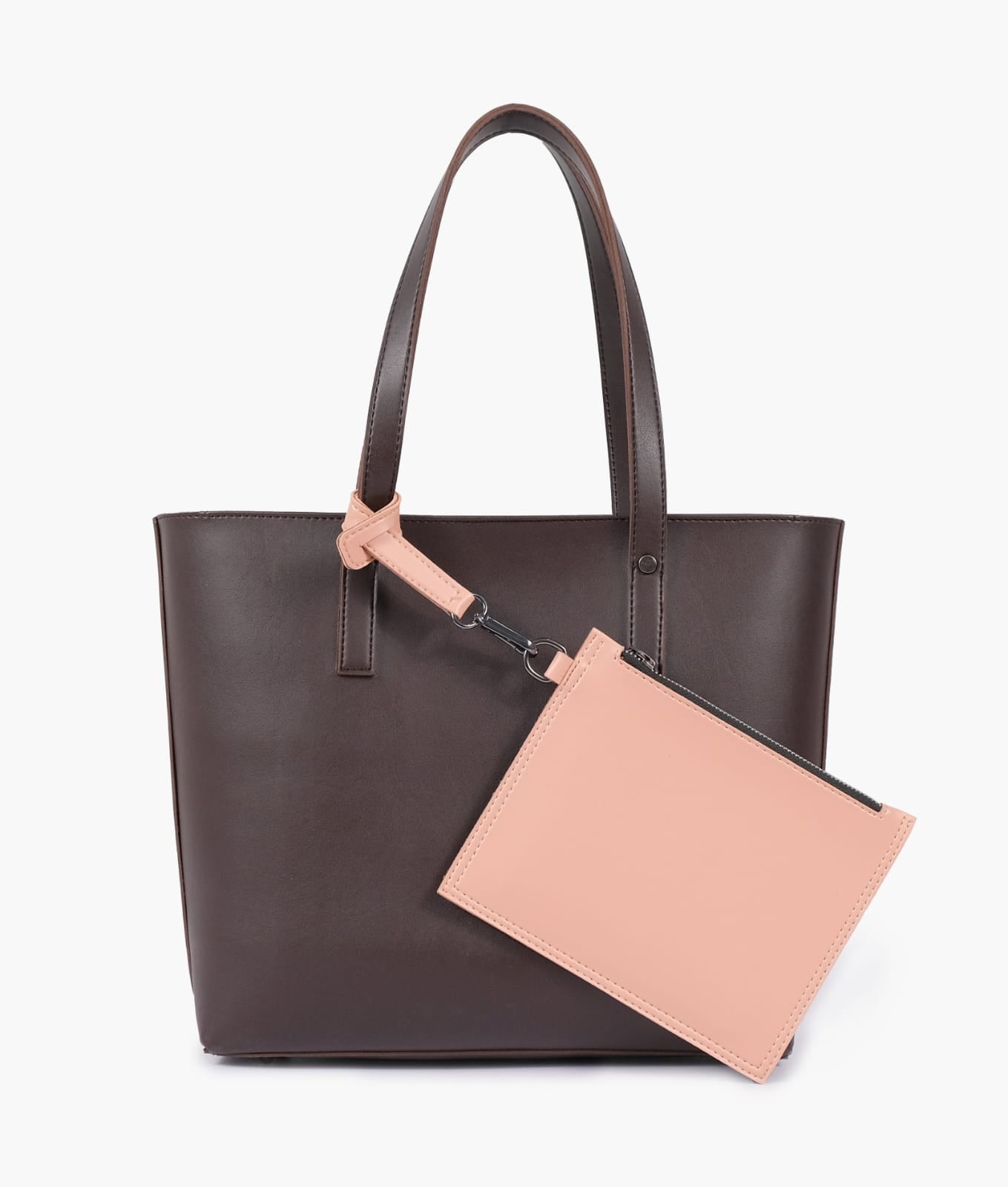 suede tote bag with detachable pouch