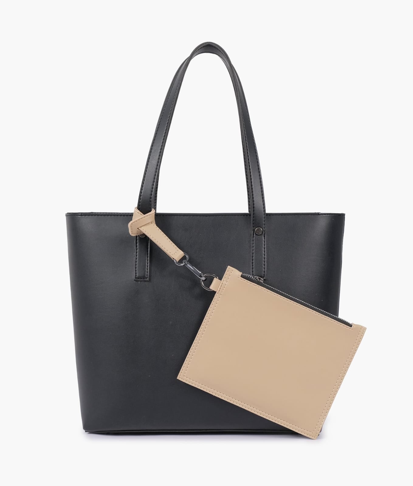 suede tote bag with detachable pouch