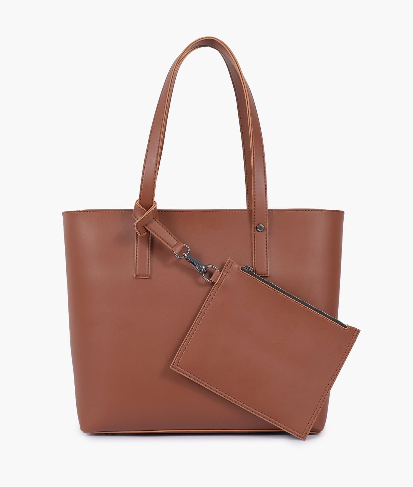 suede tote bag with detachable pouch