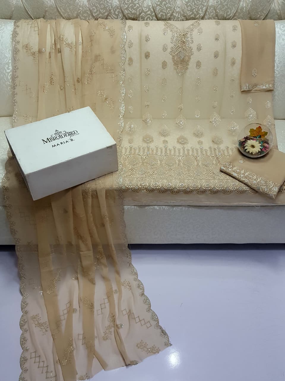 Beautiful Maria B Embroidered Chiffon Collection Cutwork ; EMBroidered Stylish Chiffon Collection