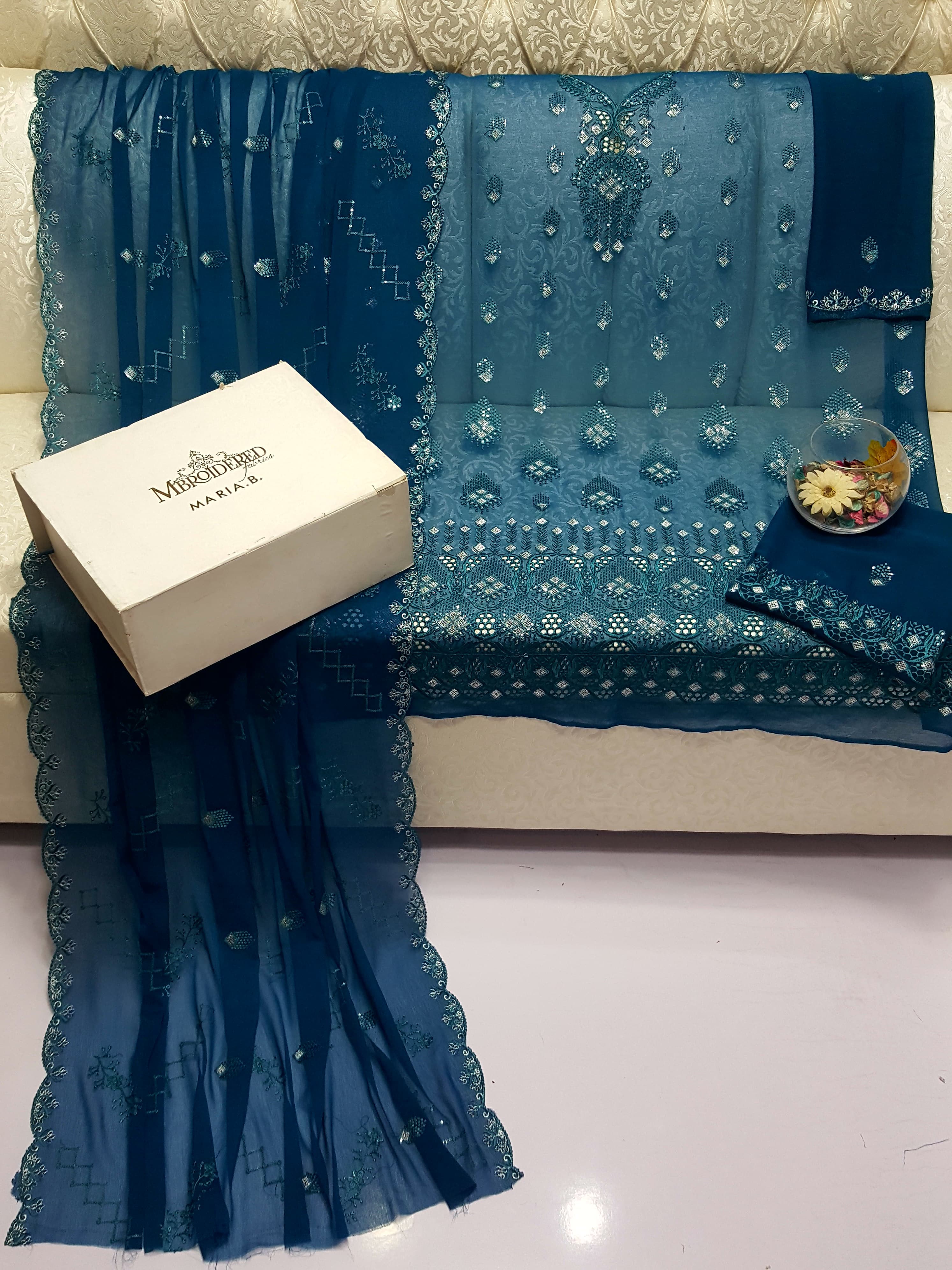 Beautiful Maria B Embroidered Chiffon Collection Cutwork ; EMBroidered Stylish Chiffon Collection