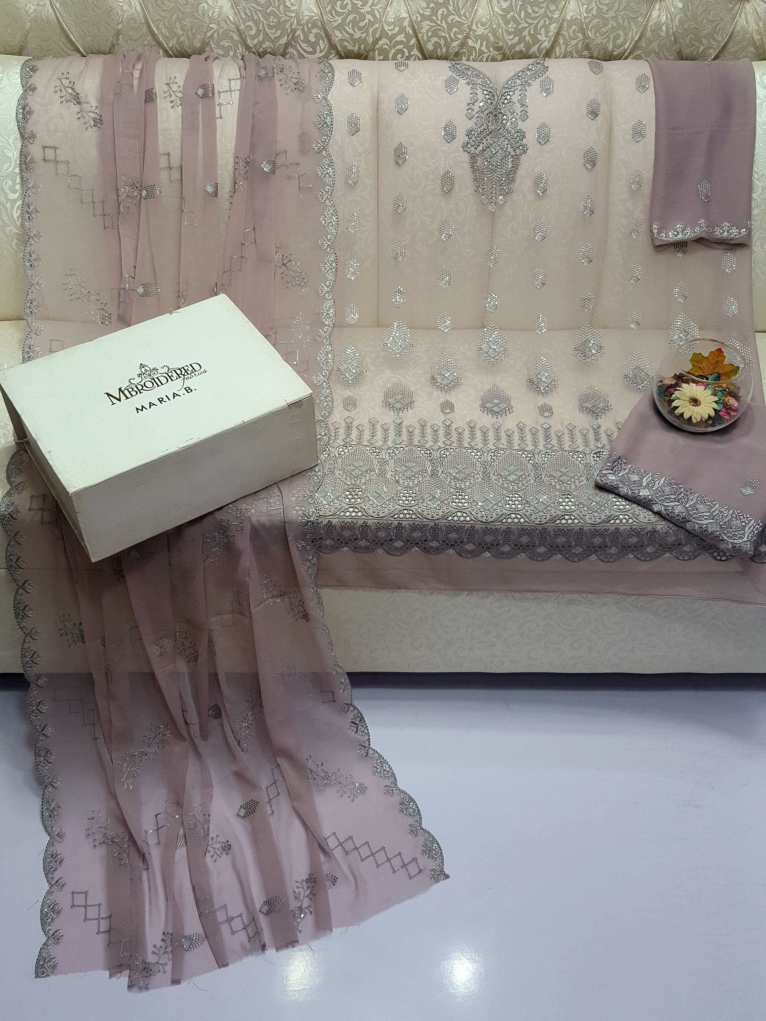 Beautiful Maria B Embroidered Chiffon Collection Cutwork ; EMBroidered Stylish Chiffon Collection