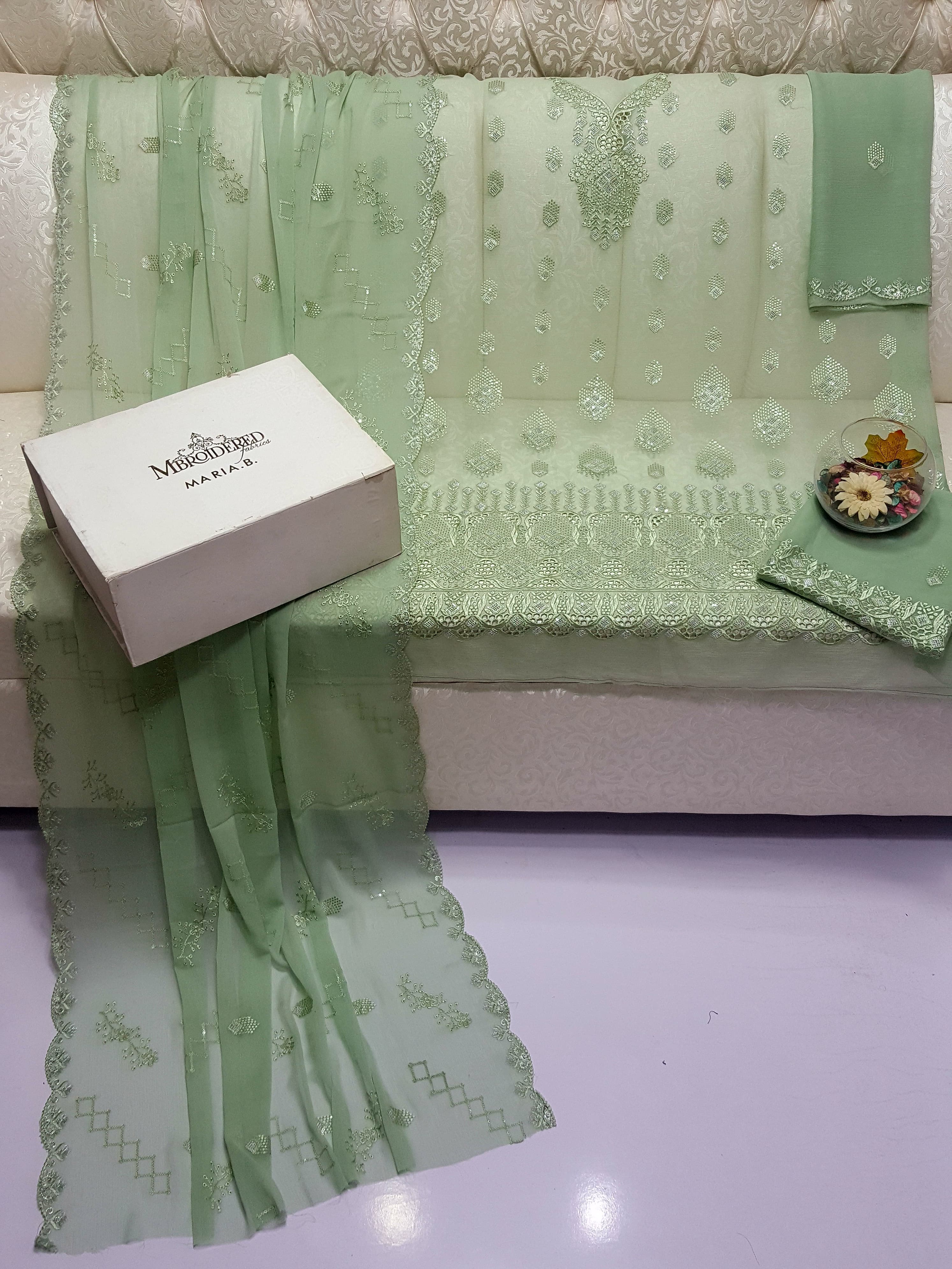 Beautiful Maria B Embroidered Chiffon Collection Cutwork ; EMBroidered Stylish Chiffon Collection