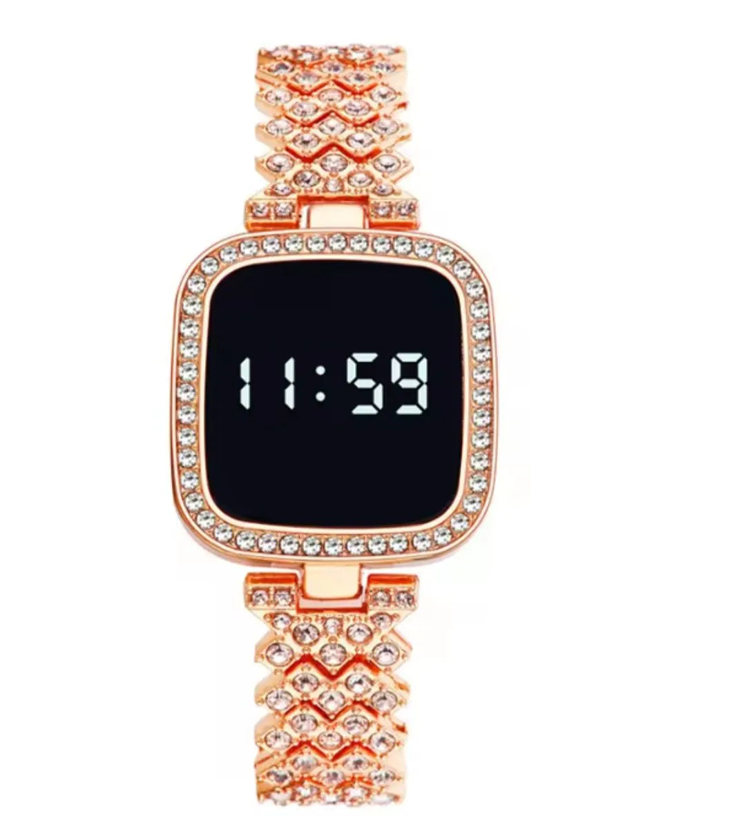 Full Diamond Touch Screen LED Watch Steel Chain