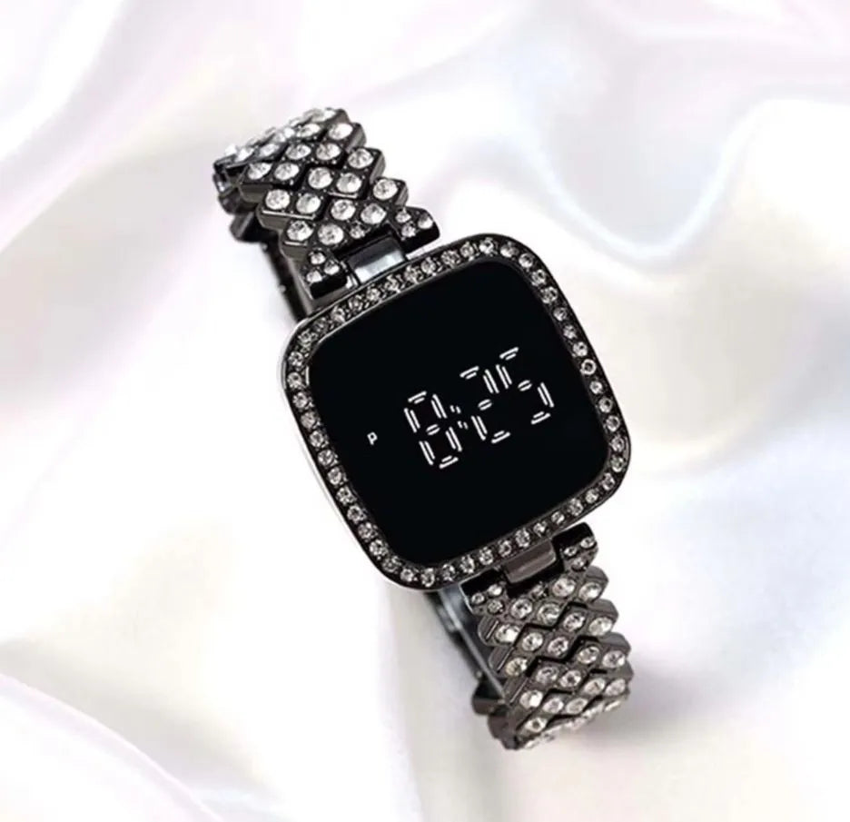 Full Diamond Touch Screen LED Watch Steel Chain