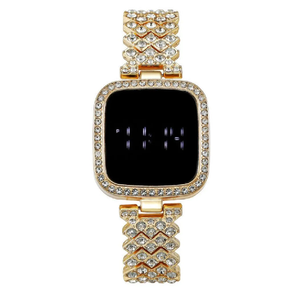 Full Diamond Touch Screen LED Watch Steel Chain