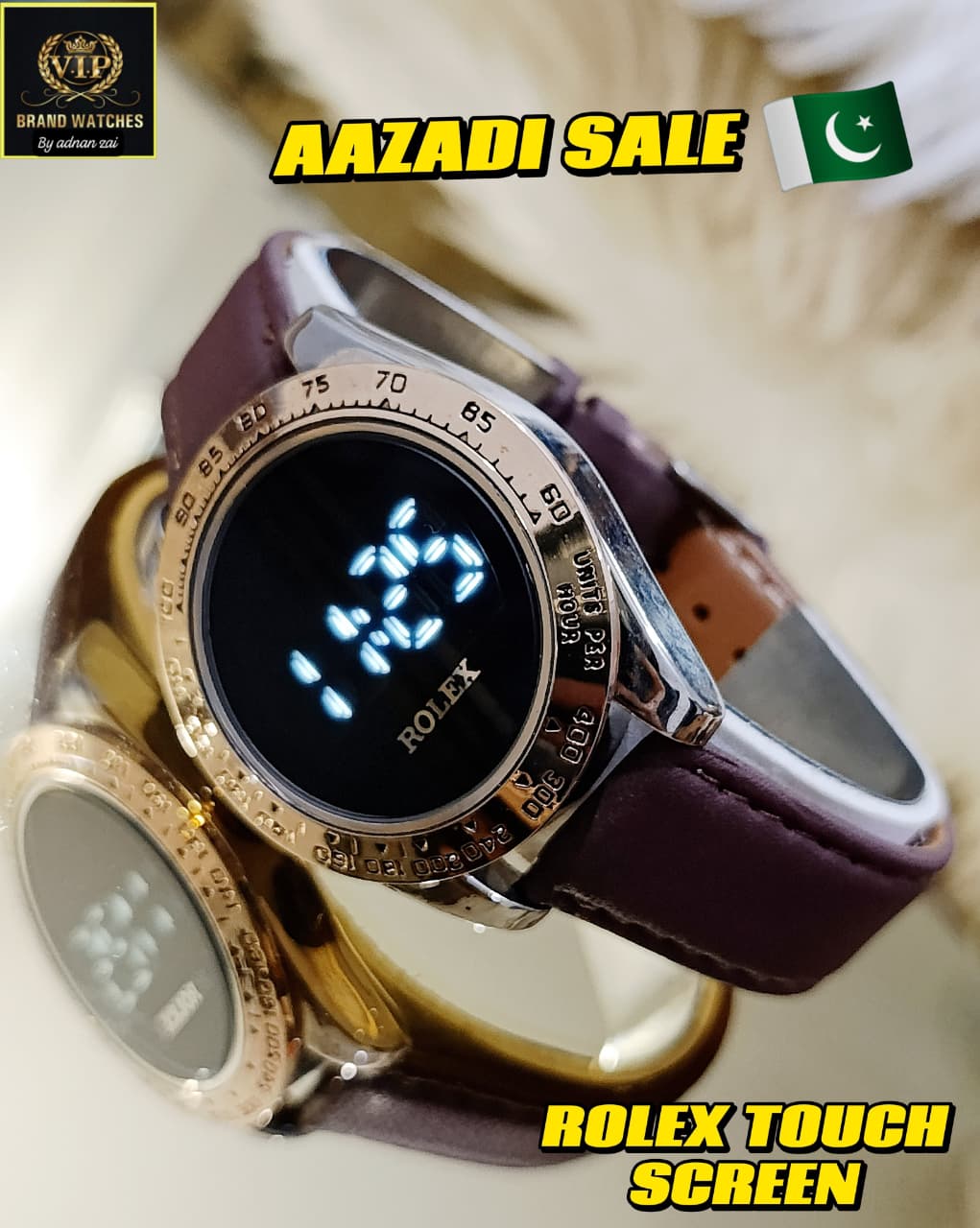 Rolex Touch Screen Leather Straps Watch