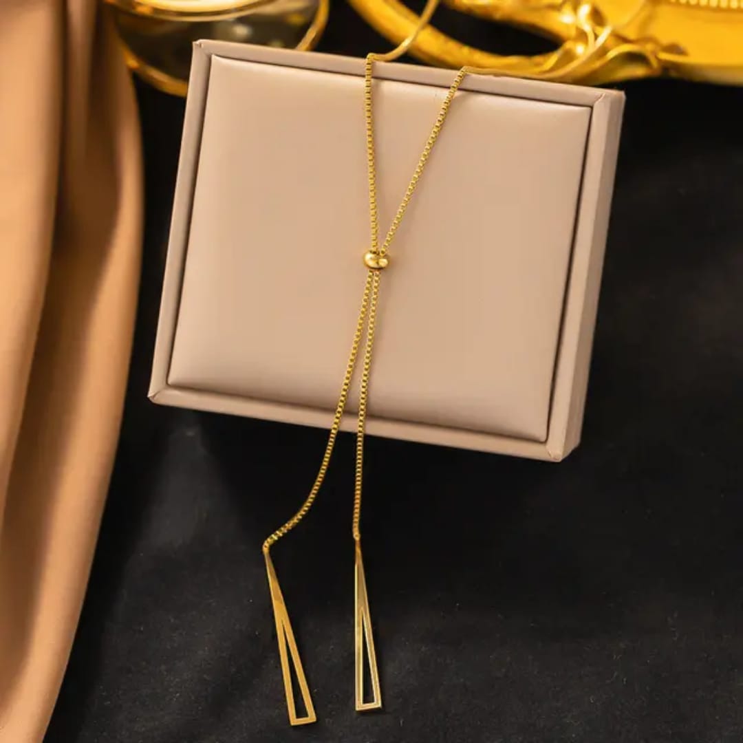 Gold Plated Y-shape Tassel Necklace for women