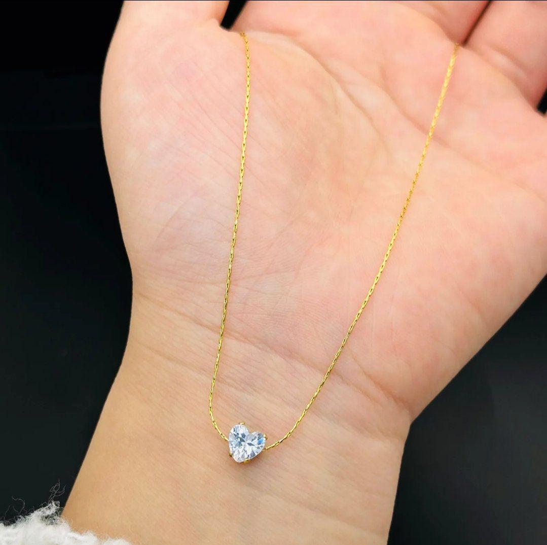 White Stone Heart Pendant