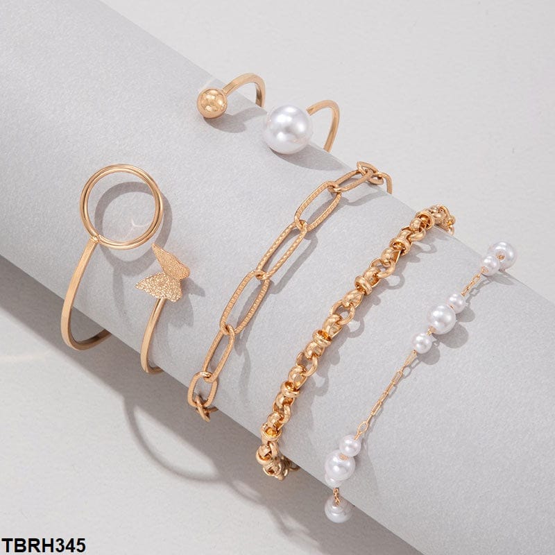 Butterfly/Oval/Pearl Bracelet Set