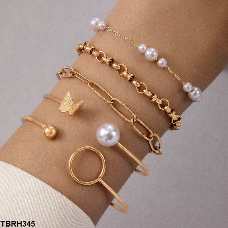 Butterfly/Oval/Pearl Bracelet Set