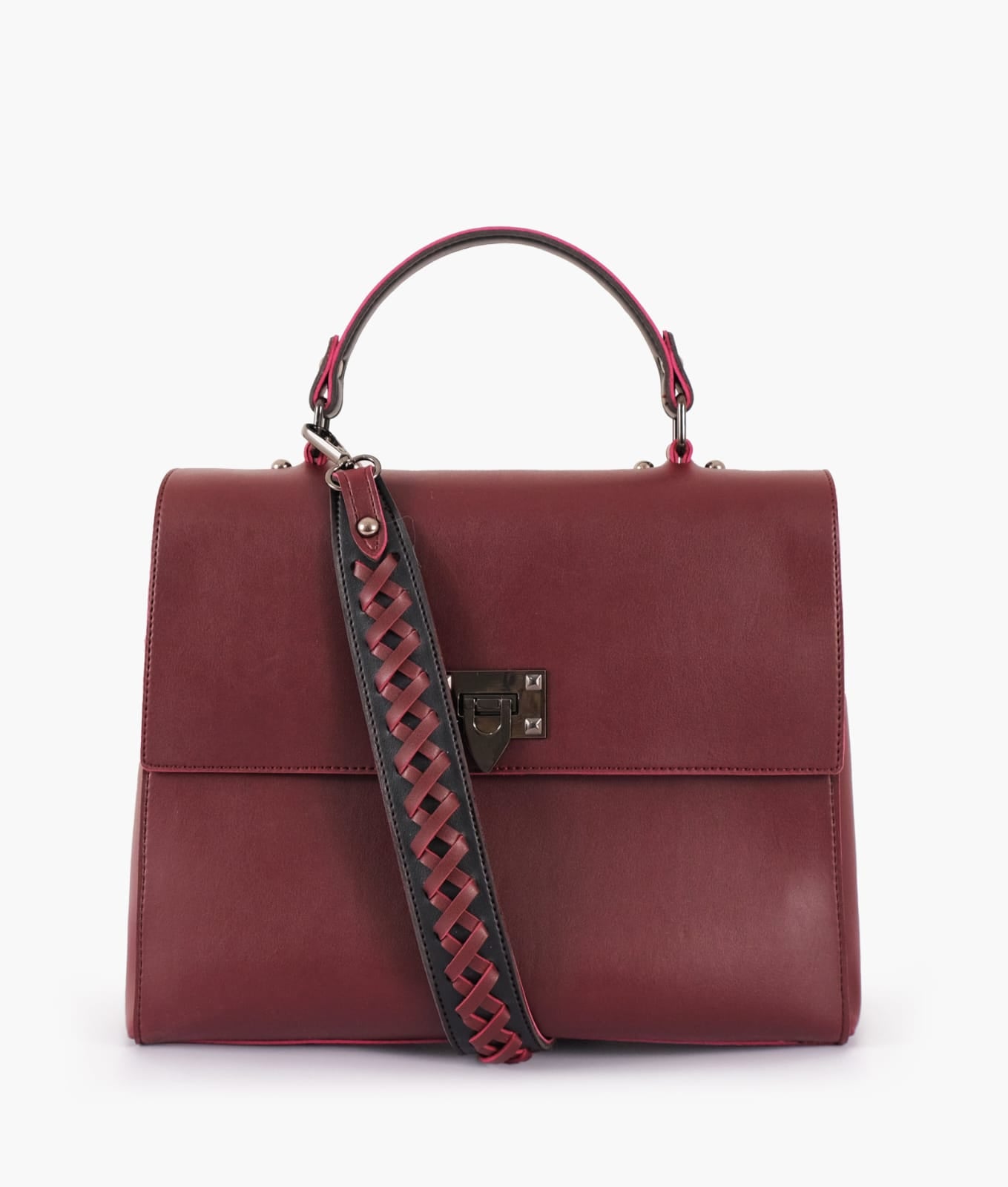 flap-over top-handle bag