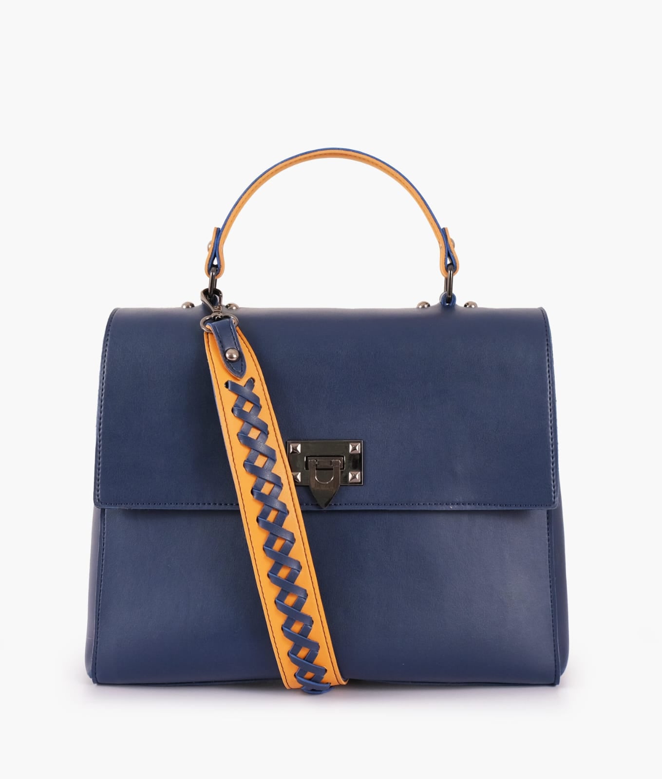 flap-over top-handle bag