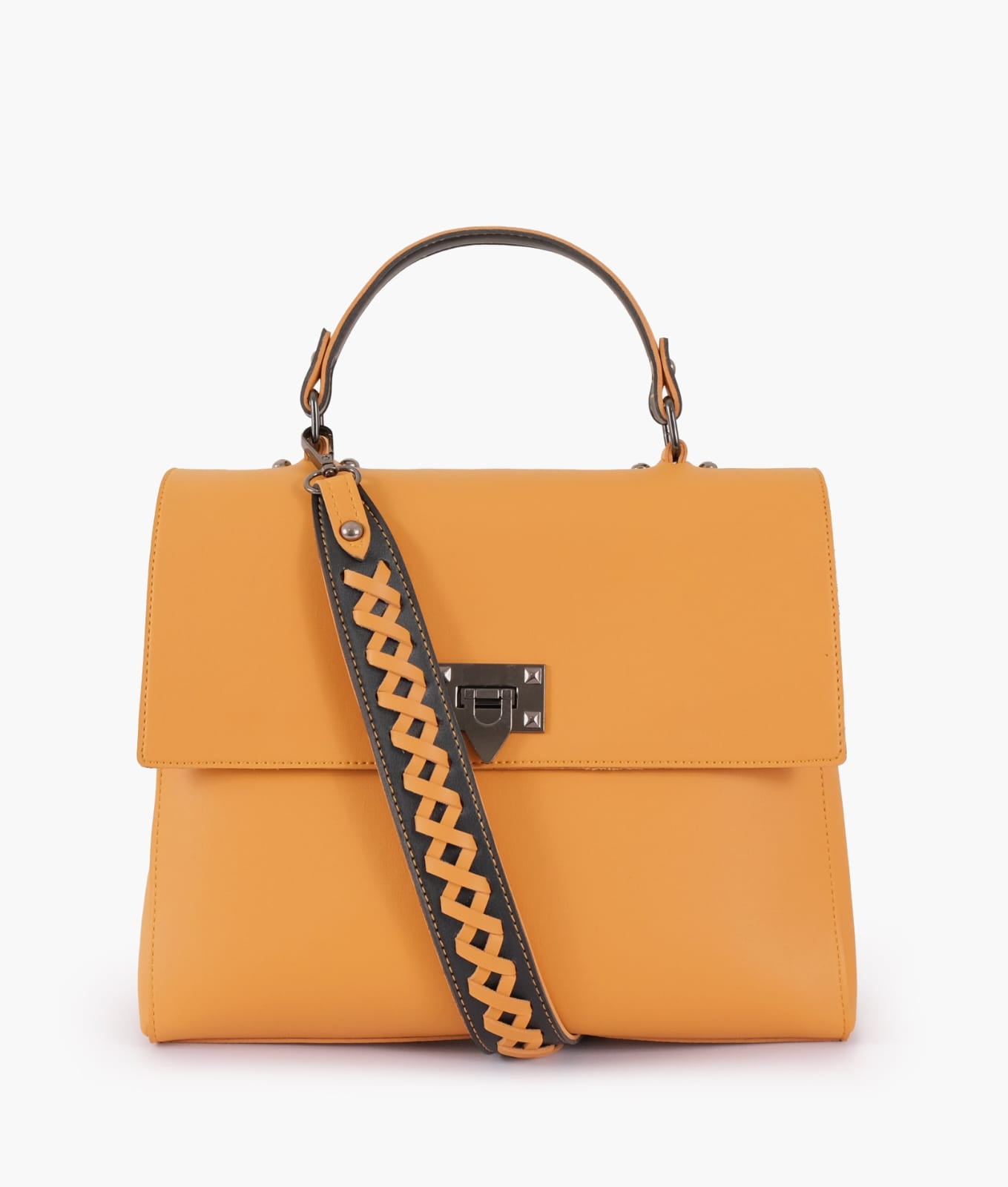 flap-over top-handle bag