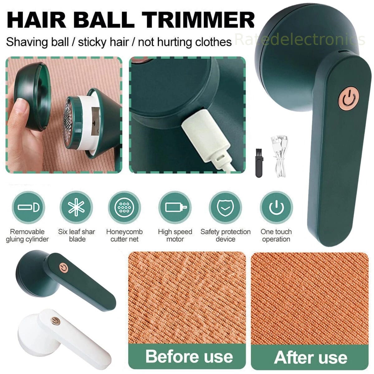 Electric Lint Remover Clothes Cleaner Fabric Shaver USB Rechargeable Defuzzer