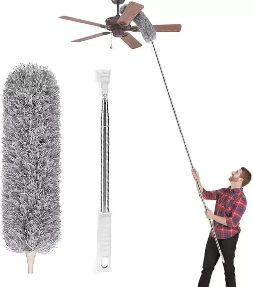 Flexible Grey Duster Mop With Long Rod
