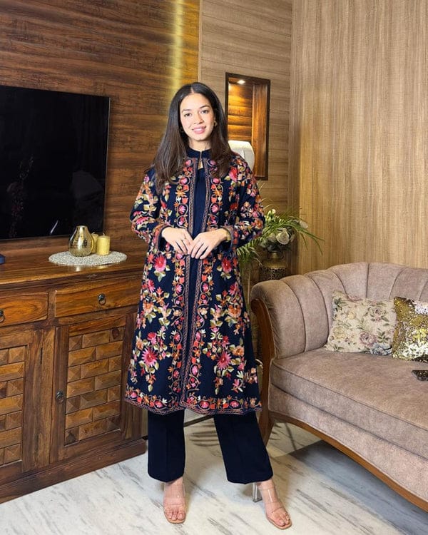Embroidered Gown 3-Piece Set (Gown, Inner & Trouser)