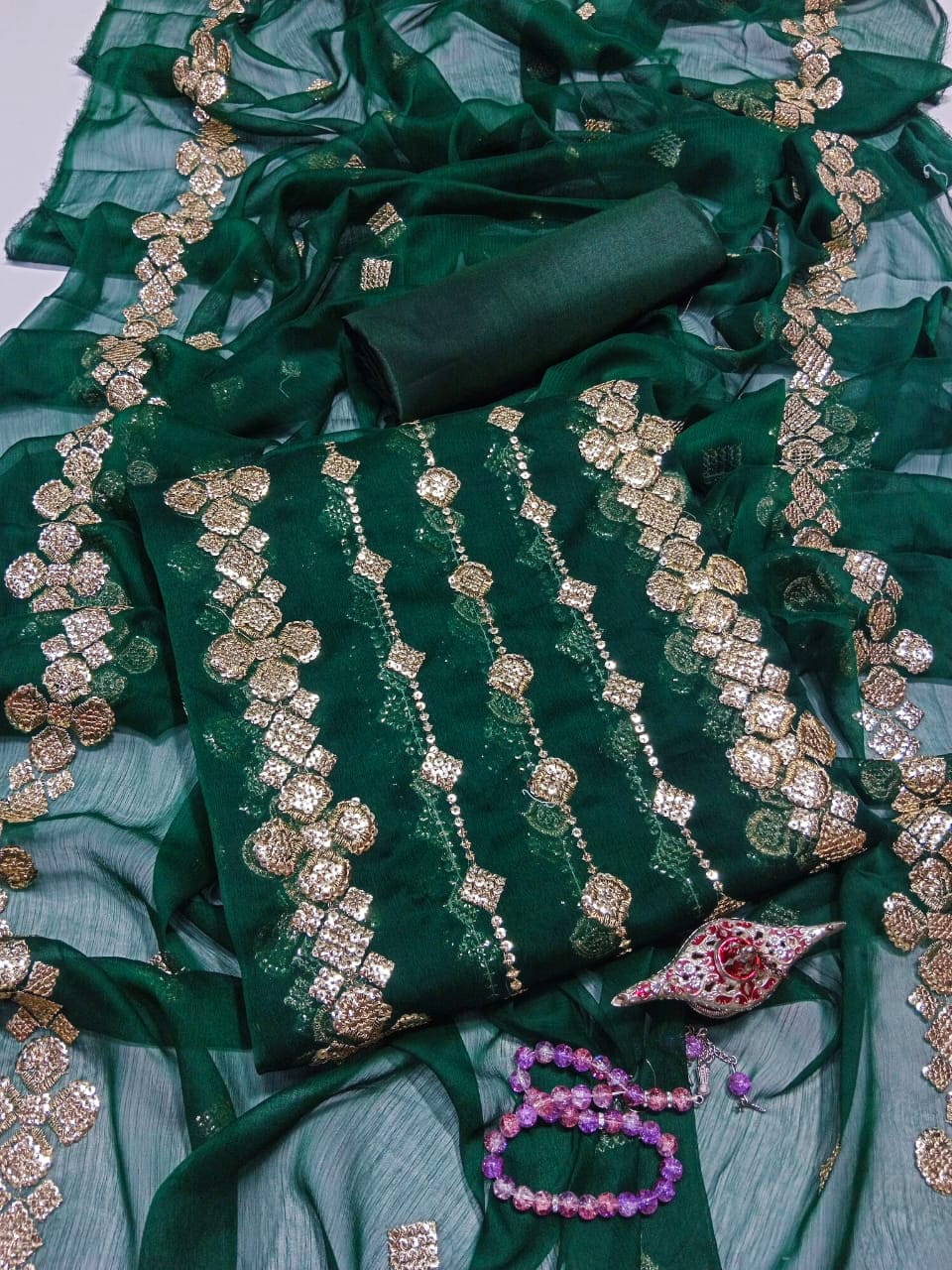 Chiffon 3D Glitter Sequence Work
