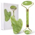 Scalp Massager and Jade Roller & Guasha Tool Natural Himalayan Stone for Face Neck Healing Skin Wrinkles & Serum Application.sager, Facial Roller for Skin, Eyes, Neck - Noiseless Design