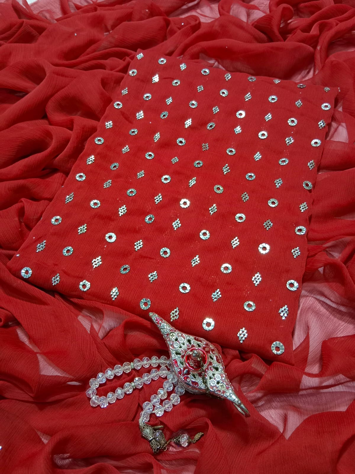 Bamber Chiffon Muqaish Kamdani 2PC Suit (Bahawalpuri Speciality)