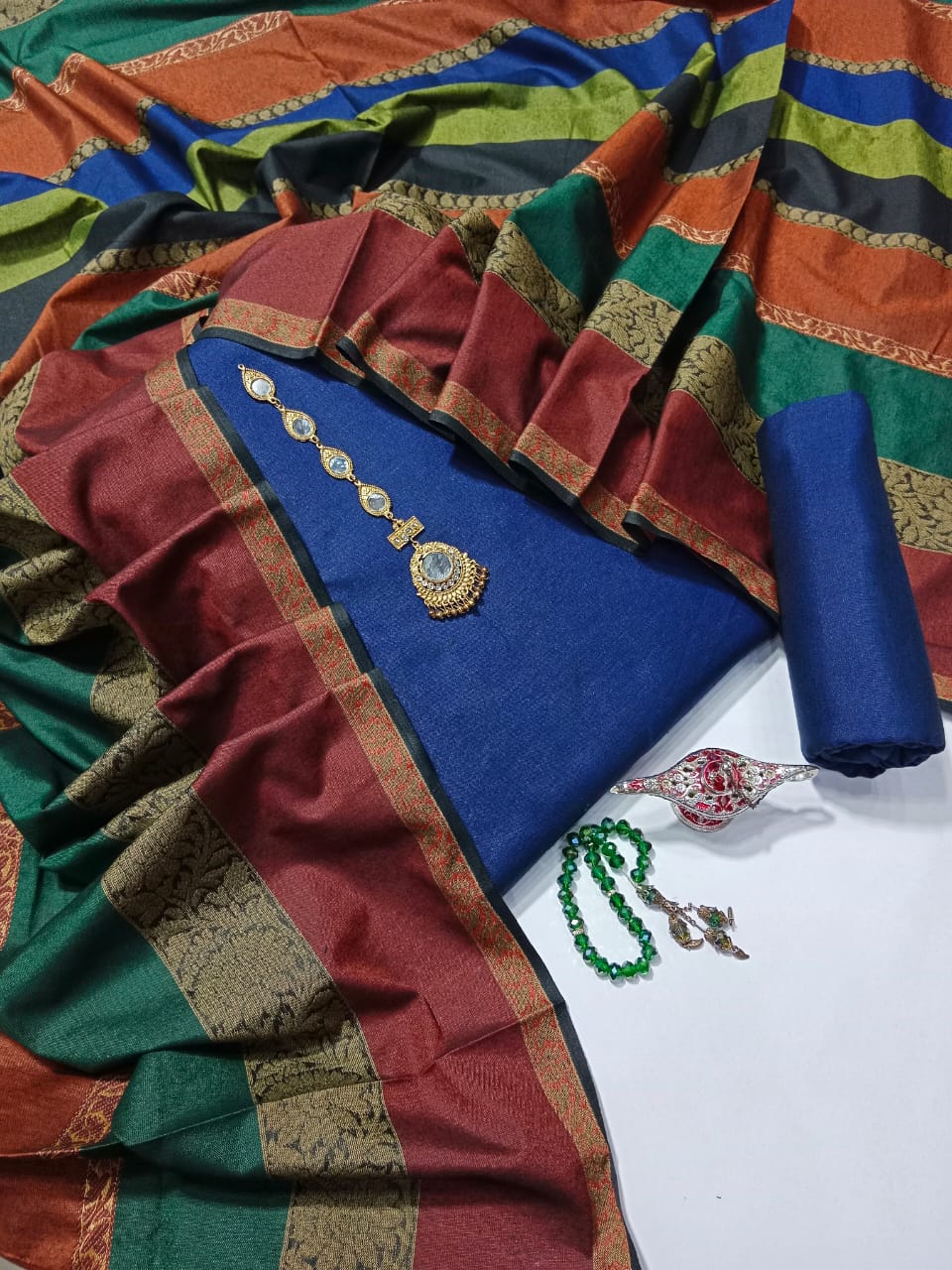 Cotton Khadi with Broshia Jackard Dupatta