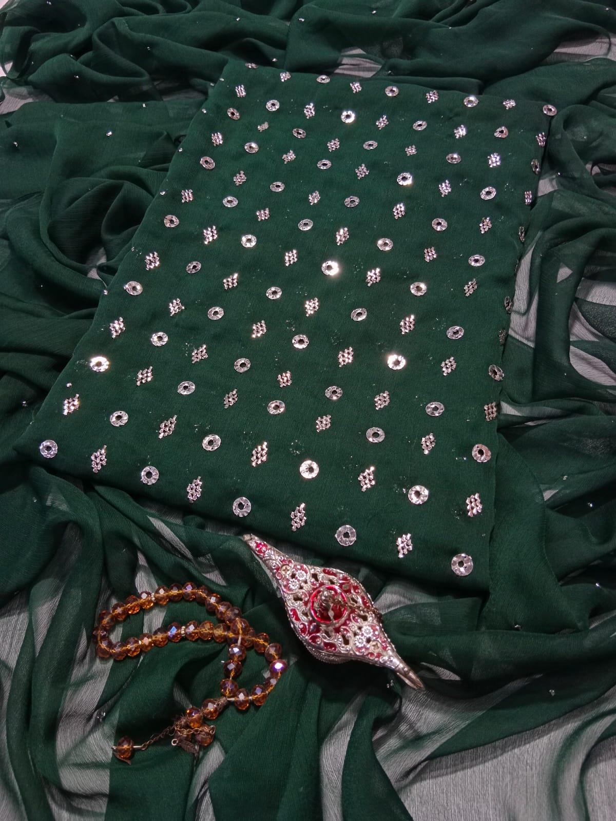 Bamber Chiffon Muqaish Kamdani 2PC Suit (Bahawalpuri Speciality)