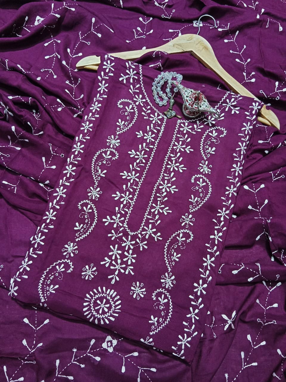 HandWork Chikankari With Jall Dupatta