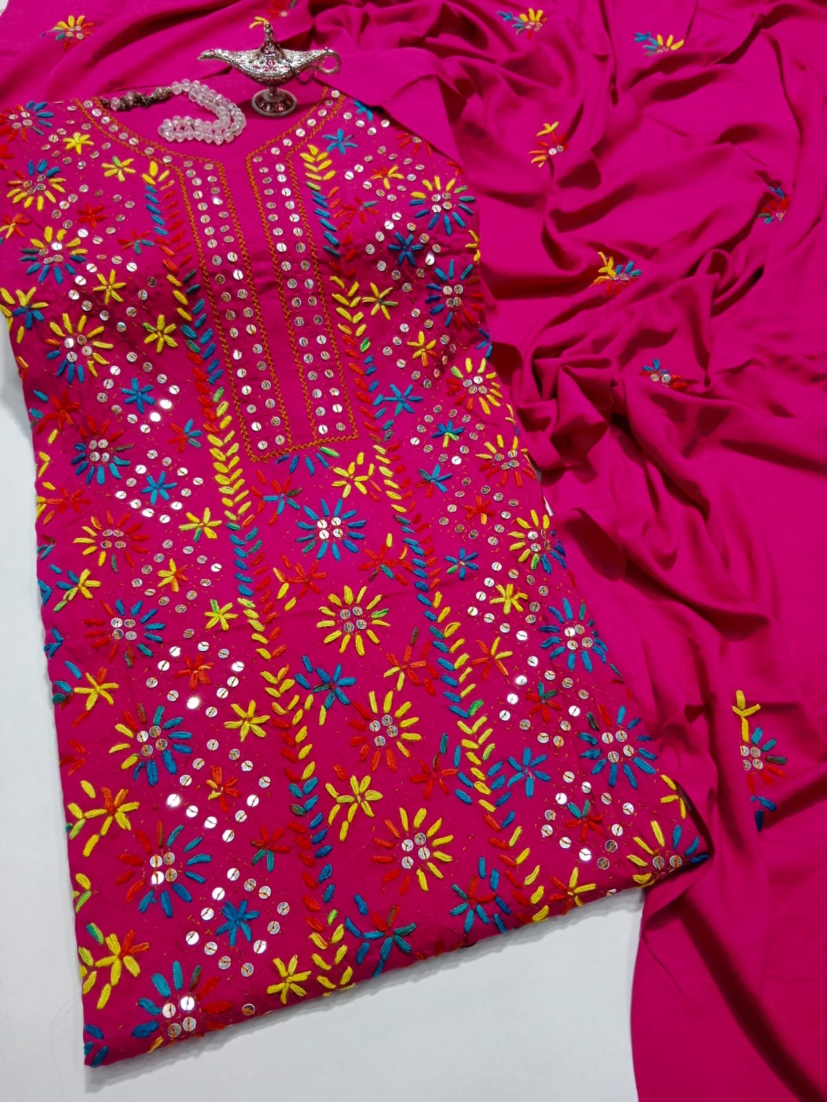 Phulkari Viscouse Linen 3Pc Suit