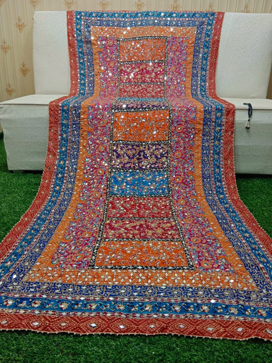 Bridal Dupatta - Fancy Mirror Dupatta (Pure China Silk Dupatta)