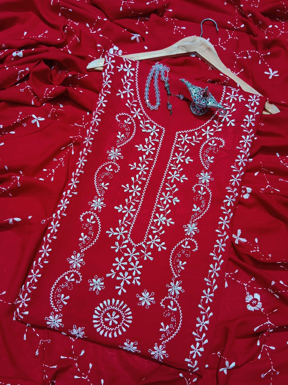 HandWork Chikankari With Jall Dupatta