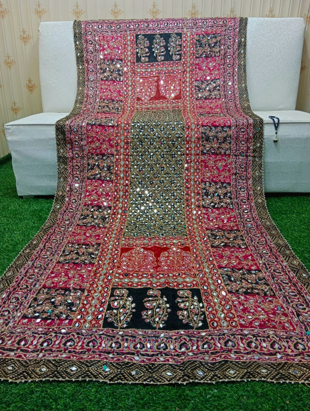 Bridal Dupatta - Fancy Mirror Dupatta (Pure China Silk Dupatta)
