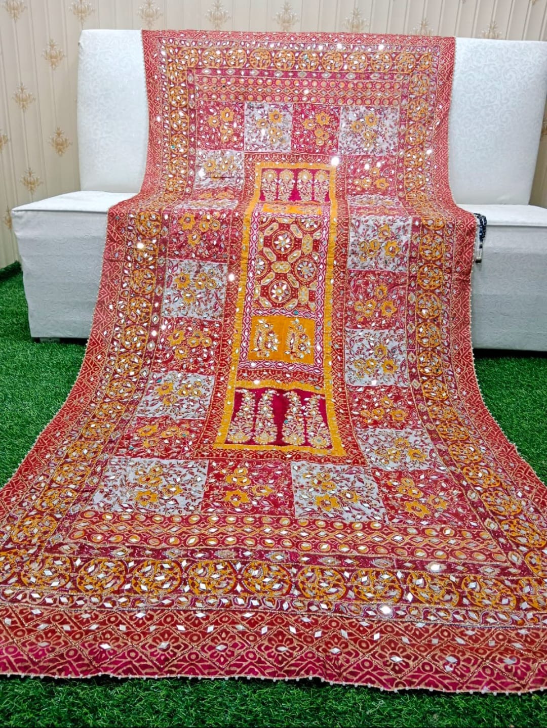 Bridal Dupatta - Fancy Mirror Dupatta (Pure China Silk Dupatta)