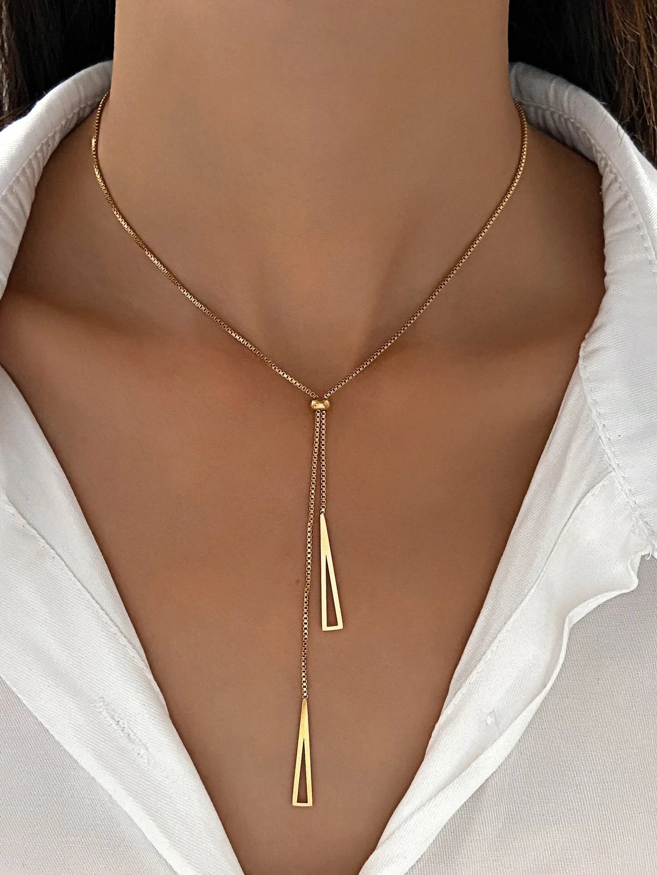Gold Plated Y-shape Tassel Necklace for women