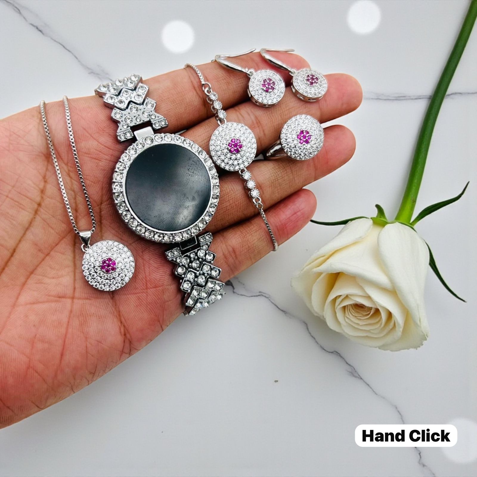 Zircon Digital Watch With Micro Zircon Combo Set